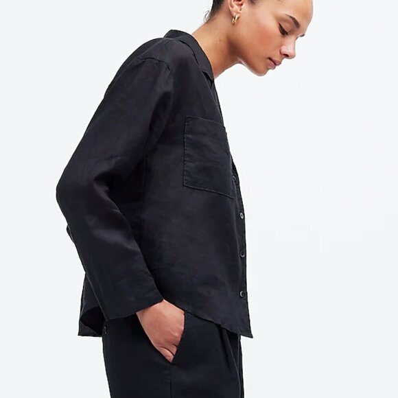 Madewell Resort Semi-Sheer Long Sleeve Button Up Shirt Black Size S NWT - Picture 4 of 9